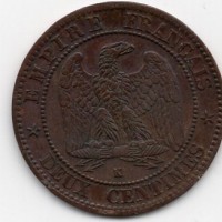 Francia, Napoleone III (1852-1870): 2 centesimi 1862-K (Gadoury#104)

