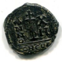 Maurizio Tiberio (582-602 d.C.): decanummo, zecca di Theoupolis=Antiochia, anno XII (Sear#537)