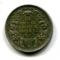 India Britannica, Giorgio VI (1936-1947): 1/4 rupia1943 (KM#547)
