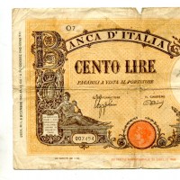 Regno, Vittorio Emanuele III: 100 lire 09/12/1942 "Grande B" (GiganteBI#21A), strappetto
