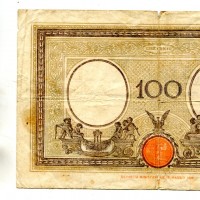 Regno, Vittorio Emanuele III: 100 lire 09/12/1942 "Grande B" (GiganteBI#21A), strappetto
