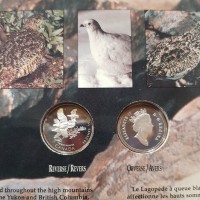 Canada, Elisabetta II (1952-2022): dittico da 50 cent 1995 "Birds of Canada-Gray Jay/ White tailed Ptarmigan" (KM#PS31)
