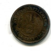 Straits Settlements, Vittoria (1837-1901): 1/2 cent. 1908 (KM#18)


