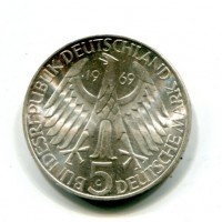 Germania, Rep. Federale (dal 1949): 5 marchi 1969-G "Theodor Fontane" (KM#125.1)