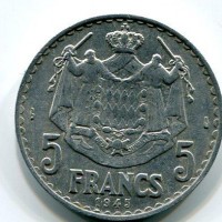 Principato di Monaco, Luigi II (1922-1949): 5 franchi 1945 (Gadoury#135)