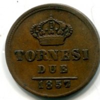 Napoli, Ferdinando II (1830-1859): 2 tornesi 1857 (Gigante#261)
