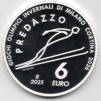 Italia 2025: 6 euro "Milano-Cortina-2026-Salto con gli sci" -Proof- Oncia-
