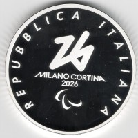 Italia 2025: 6 euro "Milano-Cortina-2026-Sci di fondo paralimpico" -Proof- Oncia-
