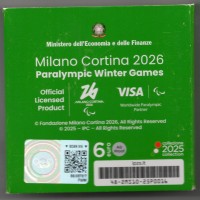 Italia 2025: 6 euro "Milano-Cortina-2026-Sci di fondo paralimpico" -Proof- Oncia-
