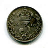 Gran Bretagna, Edoardo VII (1901-1910): 3 pence 1910 (Spink#3984)
