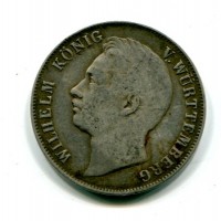 Germania, Wurttemberg, Whilelm I (1816-1864): 1 gulden 1841 (KM#574), la data più rara