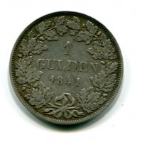 Germania, Wurttemberg, Whilelm I (1816-1864): 1 gulden 1841 (KM#574), la data più rara