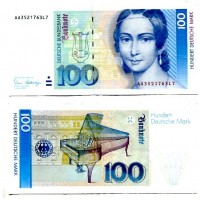 Germania, Repubblica Federale: 100 marchi 02/01/1989 "Clara Schumann" (Pick#41a)

