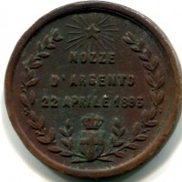 Umberto I (1878-1900): medaglia per le nozze d'argento 1893, colpi al bordo, ossidazione.