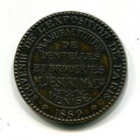 Venezia 1889: medaglia souvenir, M. Jesurum, esposizione di Parigi, diametro 35mm, gr.17,09