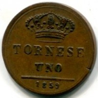 Napoli, Ferdinando II (1830-1859): 1 tornese 1859 (Gigante#302)
