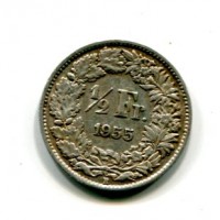 Svizzera, Confederazione: 1/2 franco 1955
