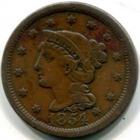 USA: 1 cent. 1854 "Braided Hair"


