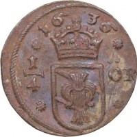 Svezia, Cristina (1632-1654): 1/4 ore 1636 (SM#124), grammi 10,14. Ottima qualità x il tipo di  moneta