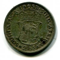 Sud Africa, Elisabetta II (1952-1960): 2 1/2 scellini 1955 (KM#51)
