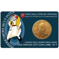 Vaticano 2016: 50 centesimi nella coincard originale zecca