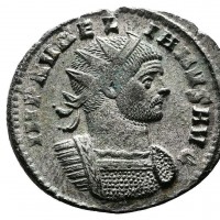 Aureliano (270-275 d.C.): antoniniano "VIRTVS MILITVM", zecca di Mediolanum (RIC#--; Goebl#62b3), grammi 3.24, mm 23