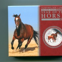 Australia, Elisabetta II (1952-2022): 1 dollaro 2014 "Calendario lunare - anno del Cavallo", colorato, in confezione ufficiale