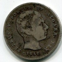 Portogallo, Pedro V (1853-1861): 200 reis 1858 (KM#499)