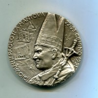 Giovanni Paolo II (1978-2005): medaglia 1991, "Visita a Mantova, 4° Centenario per la morte di San Luigi Gonzaga", gr.70, diametro 50 mm