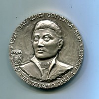 Giovanni Paolo II (1978-2005): medaglia 1991, "Visita a Mantova, 4° Centenario per la morte di San Luigi Gonzaga", gr.70, diametro 50 mm