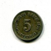 Germania, Guglielmo I (1871-1888): 5 pfennig 1874-F (KM#3)
