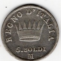 Milano, Napoleone I (1805-1814): 5 soldi 1811 (Gigante#190)