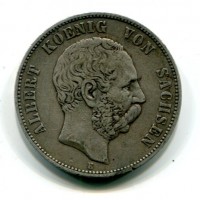 Germania, Sachsen, Albert (1873-1902): 5 marchi 1875-E (Jaeger#122)
