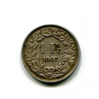 Svizzera, Confederazione: 1 franco 1907