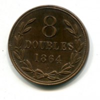 Guernsey, Vittoria (1837-1901): 8 doubles 1864 (KM#7)
