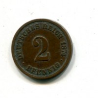 Germania, Guglielmo I (1871-1888): 2 pfennig 1874-A (KM#2)
