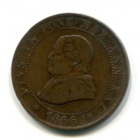 Roma, Pio IX (1846-1870): 1 soldo 1866-XXI (Gigante#325), busto piccolo