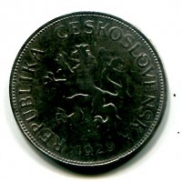 Cecoslovacchia, Repubblica (1918-1938): 5 Korun 1929 (KM#11)
