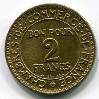 Francia, Terza Repubblica (1871-1940): 2 franchi 1923 "Camera di Commercio" (Gadoury#532)