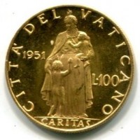 Vaticano, Pio XII (1939-1958): 100 lire 1951 (Gigante#109)
