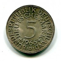 Germania, Rep. Federale (dal 1949): 5 marchi 1966-D (KM#112.1)