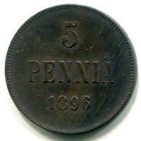 Finlandia, Nicola II (1894-1894): 5 pennia 1896 (Bitkin#441)
