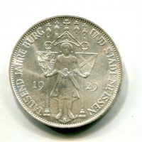 Germania, Repubblica di Weimar (1919-1933): 3 marchi 1929-E "Meissen" (KM#338), colpetti al bordo