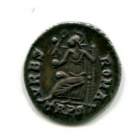 Valente (364-378 d.C.): siliqua, zecca di Treviri "VRBIS ROMA" (RIC,IX#27a)