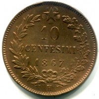 Vittorio Emanuele II (1861-1878): 10 cent. 1867-H (Gigante#98)
