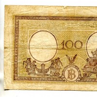 Repubblica Sociale Italiana: 100 lire 08/10/1943 "Grande B" (Gigante#24A), strappetti

