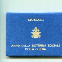 Vaticano, Giovanni Paolo II (1978-2005): 500 lire 1991 "Dottrina sociale della Chiesa" (Gigante#320), nella confezione originale