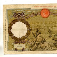 Regno, Vittorio Emanuele III: 100 lire 21/12/1933 "Roma Guerriera" (GiganteBI#19/18), strappetto, scritta
