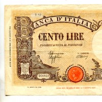 Repubblica Sociale Italiana: 100 lire 08/10/1943 "Grande B" (Gigante,BI#24A)
