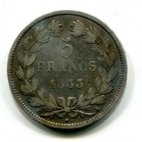 Francia, Luigi Filippo (1830-1848): 5 franchi 1833-A (Gadoury#678)
